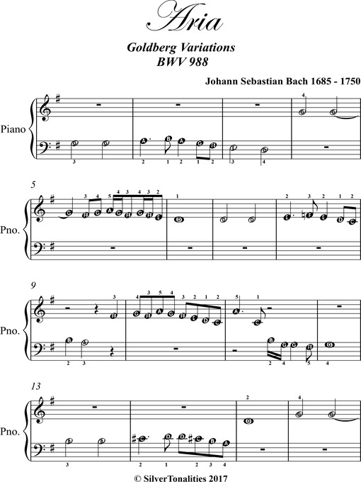 Title details for Aria Goldberg Variations BWV 988 Beginner Piano Sheet Music by Johann Sebastian Bach - Available